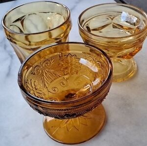 Vintage amber glass and bowls